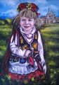 Sprzedam obraz olejny - Dziewczynka w stroju Krakowskim 