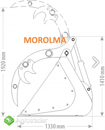 Łyżka z dociskiem łyżkokrokodyl szufla GOLIAT FK MACHINERY 1116 kg  - zdjęcie 3